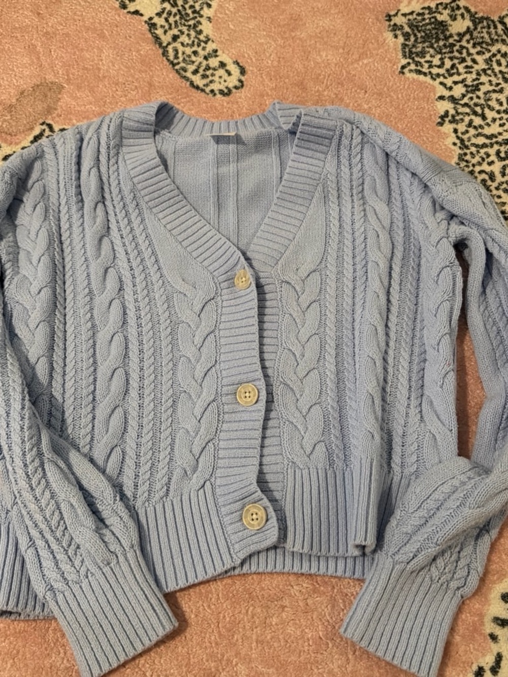 abercrombie kids Light Blue Cable Knit Button Cardigan